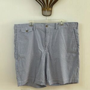 Polo Ralph Lauren Seersucker Straight Fit Shorts Size 42 Blue and White Nautical